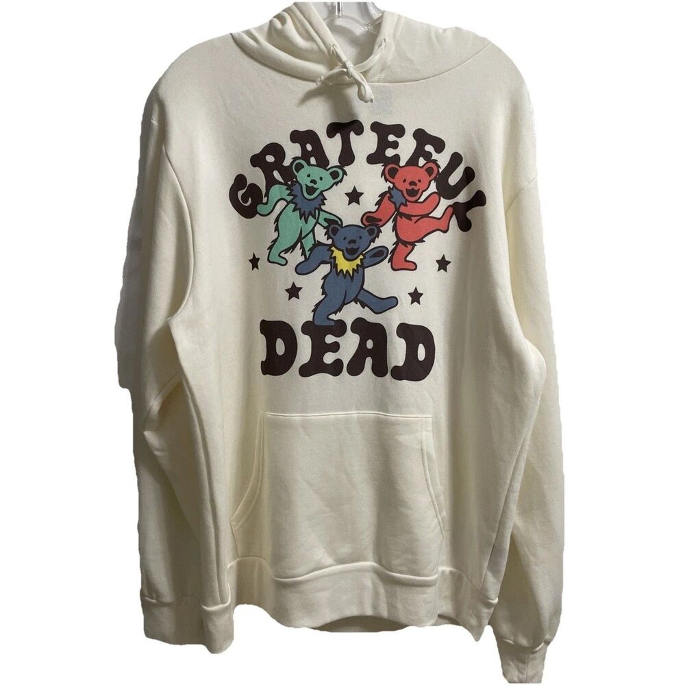 Grateful Dead Dancing Bears Unisex Large Fleece Lined Hoodie Embellished NWOT
